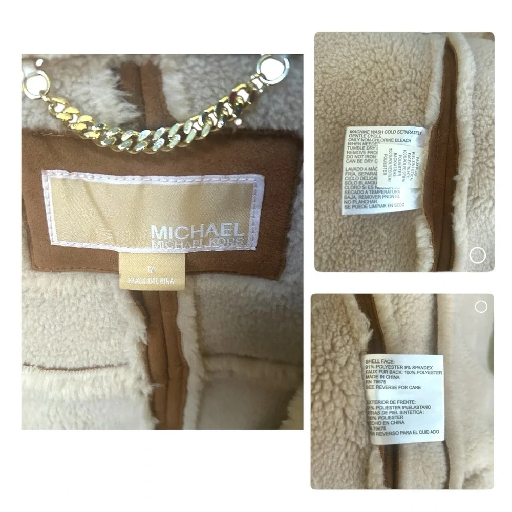 MICHAEL KORS *NWT* Sherpa Lined Faux Suede Coat Jacket - Picture 4 of 5